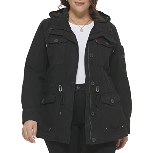 Levi's Damen Lightweight Cotton Military Jacket (Standard & Plus Sizes) Leichte Baumwolljacke, Dunkles Schwarz, 3X – Ansicht 4
