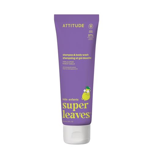 ATTITUDE Shampoo and Body Wash for Kids EWG Verified Dermatologically Tested Plant- and Mineral-Based Ingredients Vegan Vanilla & Pear 8 Fl Oz
