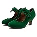 Women's Bow Mary Jane Kitten Heels Pumps Round Toe Low Heels Ankle Strap Wedding Dress Evening Party Shoes Green 41US8.5