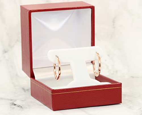 Image of 14K Rose Gold Classic Shiny Polished Round Hoop Earrings, 2mm tube
