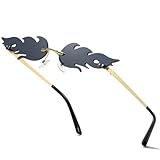 VEOFEMLEA Flame Sunglasses Funky Cool Festival Glasses For Women Men Halloween Devil Glasses Goth Vampire Accessories