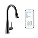 Moen Sleek Matte Black Smart Faucet Touchless Pull Down Sprayer Kitchen Faucet with Voice Control and Power Boost, 7594EVBL