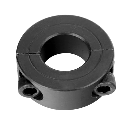 Image of (4-Pack) SINOAXISSPACE Shaft Collar 3 /8 inch Bore, 1045 Steel Double Split Clamp-On Shaft Collars Style, 7 /8 inch OD, 3 /8 inch Thickness, with M4 Set Screws