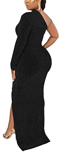 Women's Formal Dresses Elegant Long Sleeve Evening Party Dress Sexy One Shoulder High Split Cocktail Gowns2