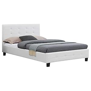 CARO-Möbel Gestoffeerd bed Brighton bedframe 120 x 200 cm eenpersoonsbed designbed inclusief lattenbodem imitatieleer in wit
