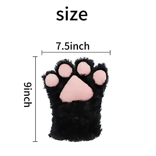 Cat Paws Gloves Cozy Animal Full Fingers Bear Claws Mittens Winter Plush Glove Halloween Cosplay Costume Prop for Kids Adults3
