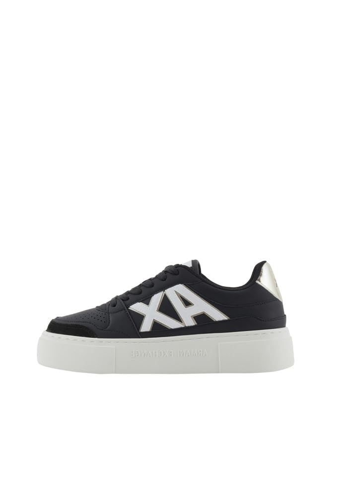 Armani Exchange Damen Black Pale Women Kurt, Low Cut, Platform Sole, Colour Contrasts Sneaker Black 40.5
