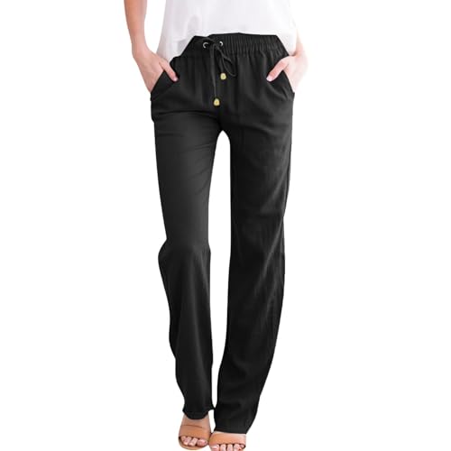 NAJZYBA Sommerhose Damen Leicht Leinenhose Hose Musselin Hosen...