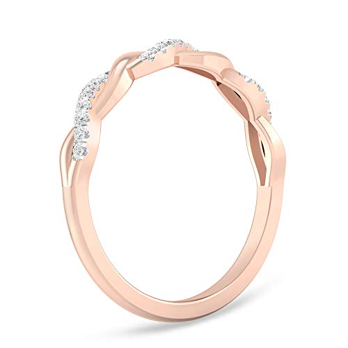 Inspereza 1/10 Carat 10kt Gold Diamond Infinity Knot Petite Wedding Anniversary Stackable Band. (H-I Color, I2-I3 Clarity)3