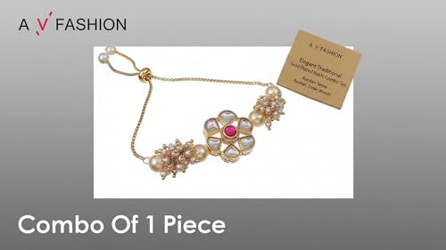 Image of Elegant Traditional Gold Plated /Rakhi Combo Of 1 Piece for Men and Women /brother /sister /bhabhi Kundan Stone combo set (Same as Shown In Image)