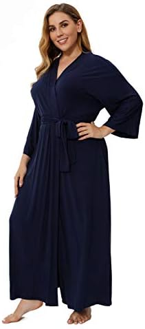 Super Shopping-zone Women's Plus Size Long Robes Modal Kimonos Plus Size Maternity Robes for Hospital Robes Sleepwear,Navy 3X