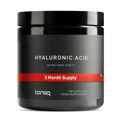 Ultra High Purity Hyaluronic Acid Capsules - 95%+ Highly Purified and Highly Bioavailable - 275mg Formula - Non-GMO Fermentation - High Strength with Vitamin C - 180 Capsules