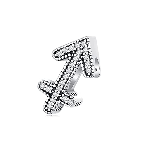 Abalorio de plata de ley 925 para pulseras Pandora, constelación con signo del zodiaco de Sagitario, regalo de cumpleaños para mujer, Zirconia cúbica, Circonita cúbica