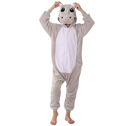 WAFUNNE Combinaison d'animal pour enfants, garçons, filles, femmes, hommes, cosplay, Halloween, hippopotame, Hippopotame, 9-10 ans