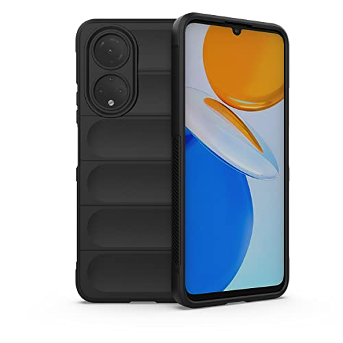 MUMOYAN Funda Silicona Líquida para Huawei Honor X7 con Protección Antigérmenes, Carcasa Antichoque de Grado Militar con Revestimiento de Microfibra Suave, Negro