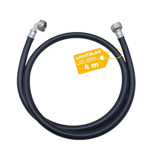 LICHTBLAU Manguera de entrada de agua caliente 90° grados I 4 m I 3/4 pulgadas lavadora lavavajillas I 2996 I manguera de agua caliente con rosca de metal I incluye junta
