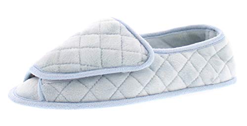 Coralee Womens Diabetic Shoes,Edema Wide Open Toe Slippers for Women,Non Slip Light Blue