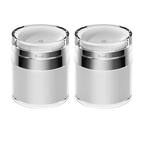 2 dispensadores de bomba sin aire, dispensador de 100 ml, botella de vacío para crema, vaso de bomba vacío, rellenable, botella de crema de viaje, recipiente cosmético portátil, dispensador de bomba