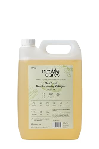 Nimble Cares Plant Based Non Bio Laundry Detergent Fragrance Free refill 5000ml (Up to 225 washes)