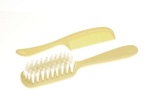 Image of Infant/Baby Plastic Hair Brush and Comb Set, Soft nylon bristles are gentle on scalp