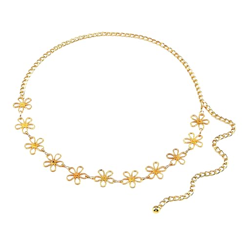 Chaîne de taille de fleur vintage creuse fleur corps chaîne lariat ventre chaîne ceinture été...