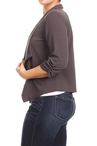 Women's Plus Size Print Floral 3/4 Sleeve Loose Fit Open Front Blazer Jacket/Made in USA3