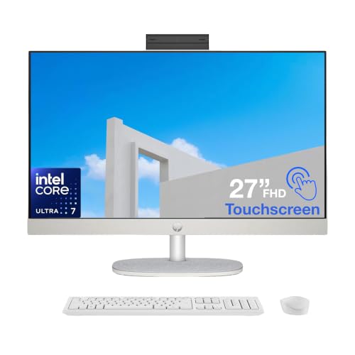 Image of HP 27 inch FHD Touchscreen All-in-One Business Desktop, Intel Core Ultra 7 (Up to 4.8GHz), 32GB DDR5 RAM, 1TB SSD, Intel Graphics, Wi-Fi 6, Webcam, HDMI, RJ-45, Type-C, Wireless KB&Mouse, Windows 11 Home