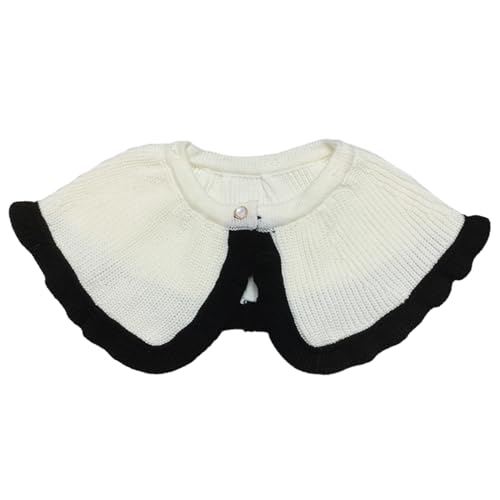 Thereisno Trim Flouncing Girls Sweater Lapel Accessiory Knitted Collar Flouncing Ancient Art Traditional Trim Shawl Collar Lapel