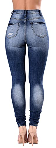Image of Women's High Waisted Jeans for Women Ripped Skinny Stretch Jeans Distressed Butt Lifting Denim Pants