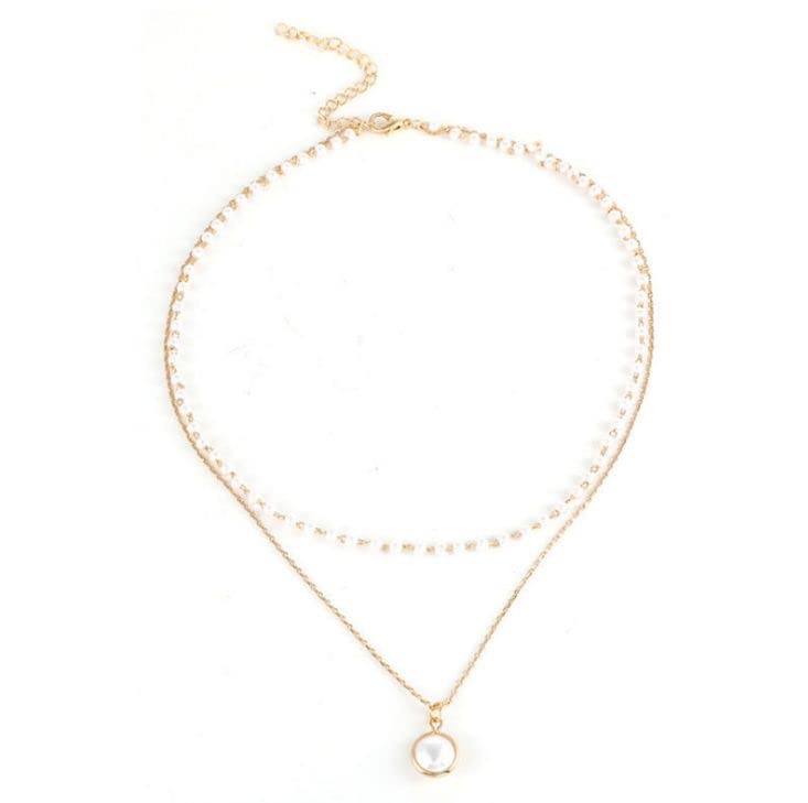Maverick NicheMaverick double layer pearl choker necklace