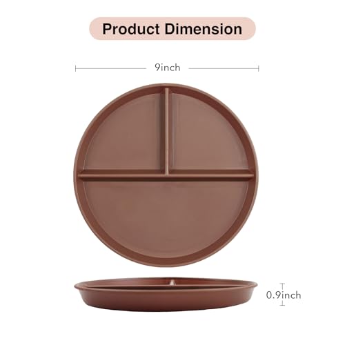 greenandlife Unbreakable Plastic Dinner Plates, 9 inch Portion Control Plates, Reusable Divided Plate Set, Microwave and Dishwasher Safe, Lightweight Picnic Plates for Adult Children Kids - Image 3