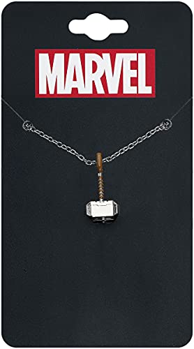 Marvel Comics Thor Hammer Unisex Adult Silver Plated Pendant Necklace. Official Licensed Jewelry,...
