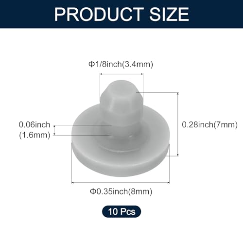 Image of uxcell 10pcs Hole Plug 1 /8 Inch (3.4mm) Button Plugs Fit for 2.5-3mm Hole, Snap in Locking Hole Tube Plug Gel Tube Waterproof Plug Tube Plug, Grey