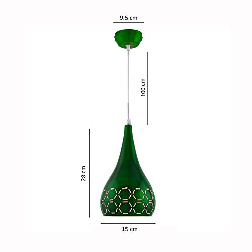 Image of Homesake Glossy Spining Top Hanging Pendant Lamp, Ceiling Light (Green, Cross-Cut)
