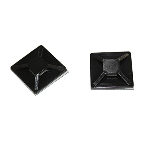 100x Prese Adesive Per Fascette Serracavi - 20x20mm, Autoadesive, In PA66, Colore Nero, Per Fissaggio Cavi - 2