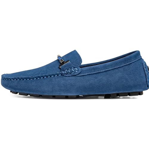WUIWUIYU Men's Penny Loafers Moccasin Driving Shoes Slip On Flats Boat Shoes2