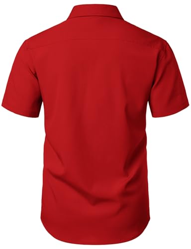 Image of JEMITOP Mens Stretch Wrinkle Free Texture Shirts