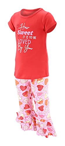 Image of Unique Baby 2 Piece Girls Double Ruffle Leggings and Short Sleeve Shirt Clothes Set Kid and Toddler Girl Outfit