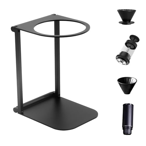 Soporte para cafetera de viaje, soporte para máquina de espresso portátil y plegable, soporte para café de oficina con base, adecuado para oficina, hogar y camping, negro