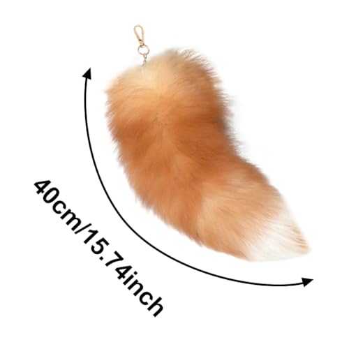 Image of 15.75 Inch Long Fluffy Faux Fur Tail Keychain, Fake Animal Tails for Handbags Backpacks Charm Tassel Ornaments (Brown)