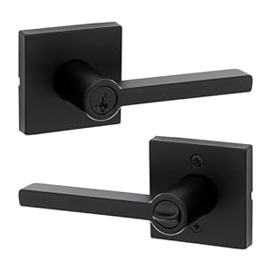 Kwikset 97402-829 Mattschwarze Türklinke mit Schloss