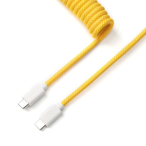 Keychron Coiled Aviator   Cable espiral para teclado mecánico, color amarillo