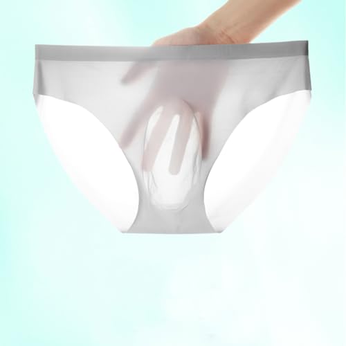 Men's Summer Ultra Thin Transparent Pouch Sexy Tagless Underwear Ice Silk Briefs3