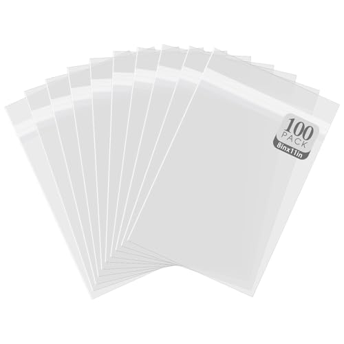Golden State Art, Pack of 100 8 3/4 X 11 1/16 Crystal Clear Storage Bags, Resealable Magazine Bags for Archival-Quality Storage of Collectible Magazines