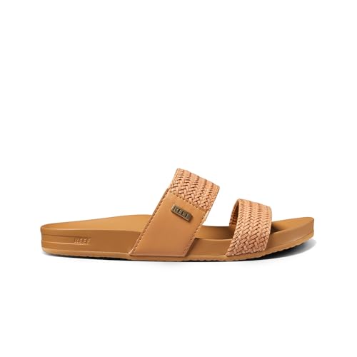 Image of REEF Vista Braid II Women's Fashion Slide Sandal, Vegan Leather Strap, Ultra Soft Cushion Footbed