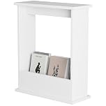 Blisswood Slim Side Table, Small Side Table With Magazine Rack, Modern Style Sofa End Table For Living Room And Office, Narrow Bedside Table For Bedroom, Study (55 x 45 x 18 cm, White)