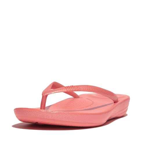 Image of FitFlop Womens iQushion Rubber Flip-Flops with Contoured Footbed for Walking, Lightweight Ergonomic Flip Flop Sandals with Arch Support and Foot Impact Pillows