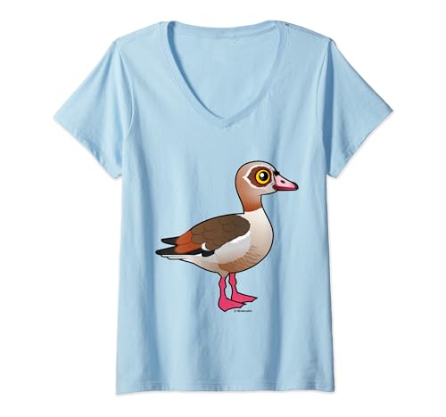 Birdorable Egyptian Goose Cute Cartoon Waterfowl Bird V-Neck T-Shirt
