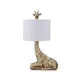 Signature Design by Ashley Ferrison Contemporary Polyresin Giraffe Table Lamp with On-Off Switch, Metallic & White