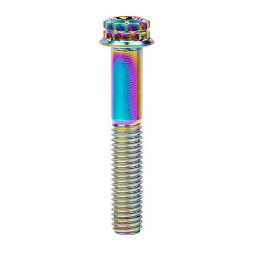 Image of Titanium Flange 12 Point Head M8 x15 20 25 30 35 40 45 50 55 60 65mm Screw Bolt Pack of 4 (M8x45mm, Rainbow)